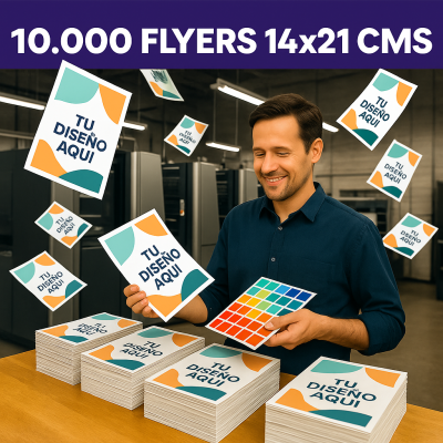 10.000 Flyers Tamaño 14x21 cms (1/2 Carta)