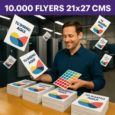 10.000 Flyers Tamaño 21x27 cms (1/Carta)